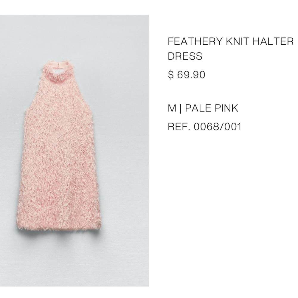Stylish Pink feathery knit Halter Top dress